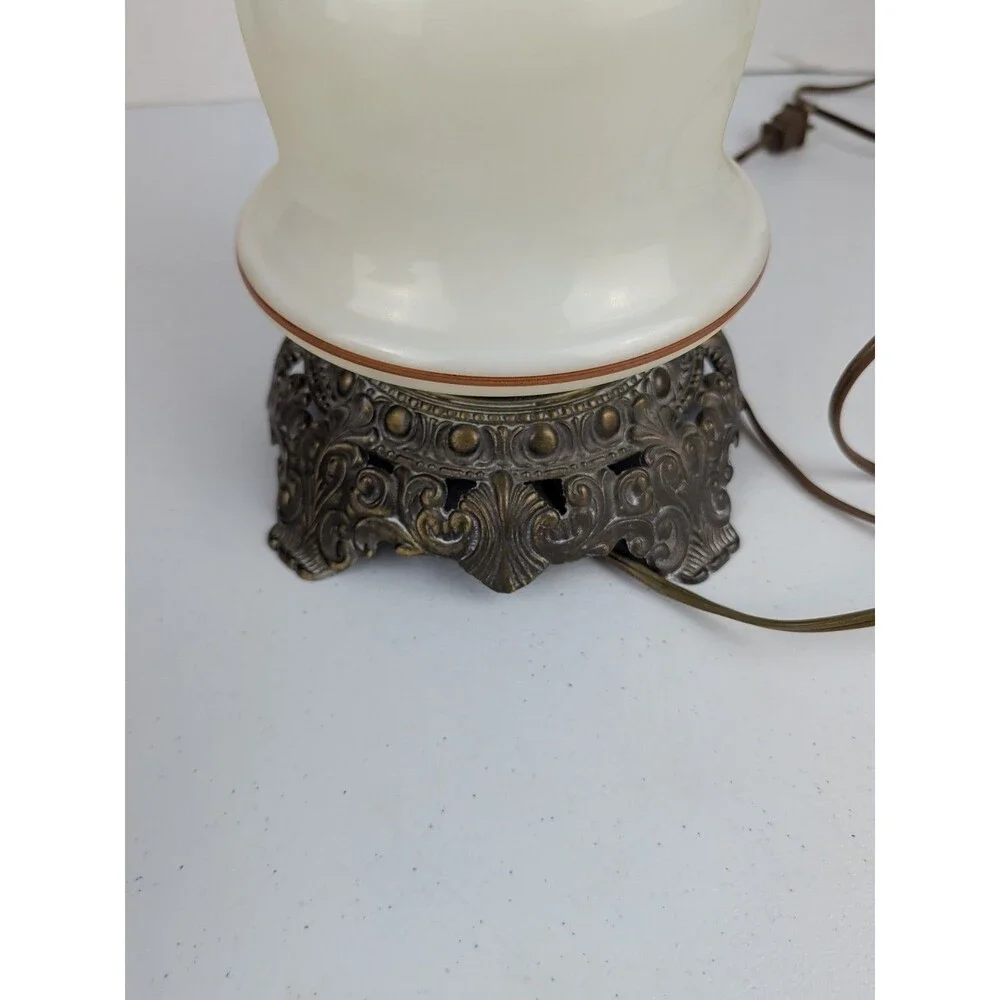 Vintage Gone With The Wind Hurricane 3-WayTable Lamp Brass Base 24" quoizel 1973 - Picture 8 of 8